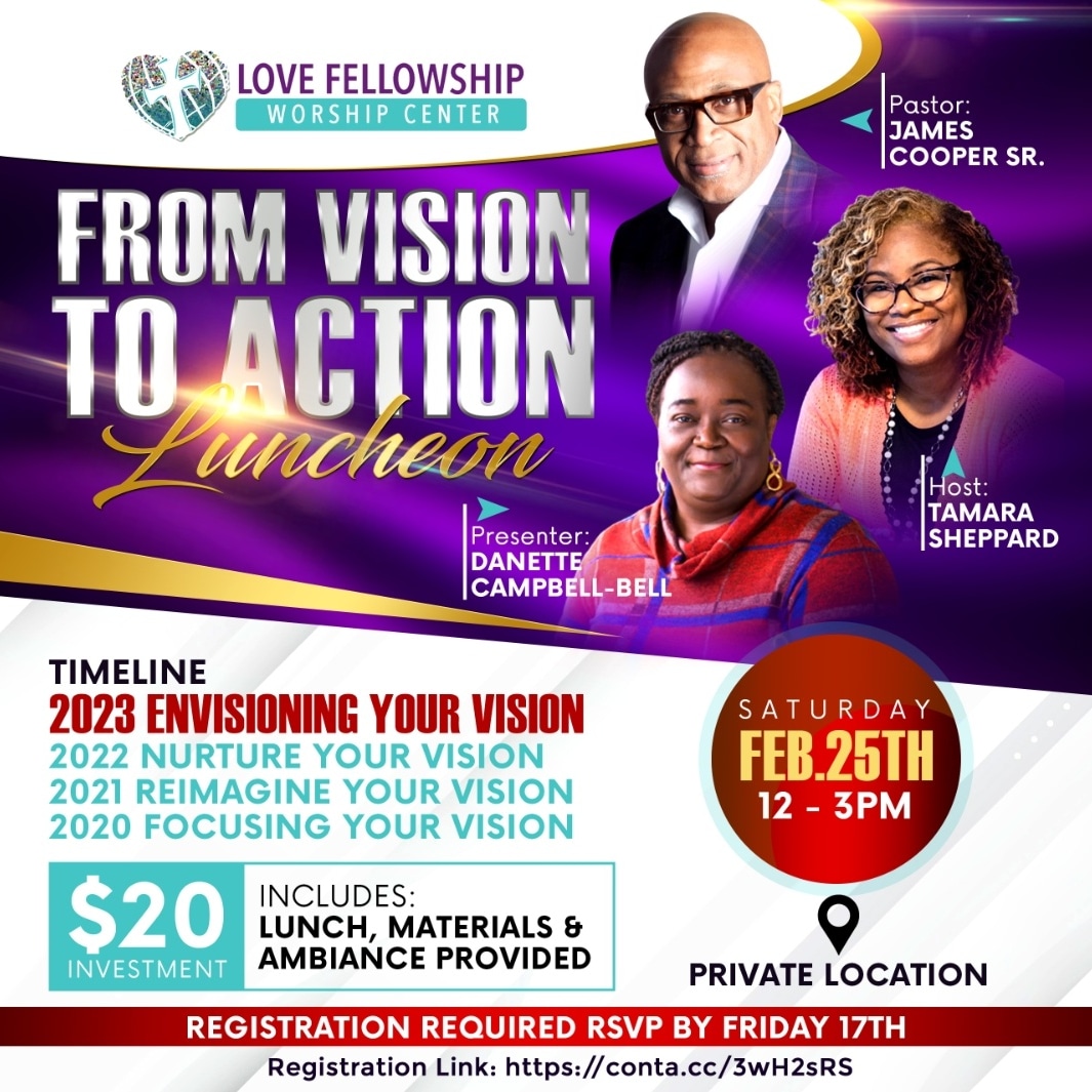 Vision without action is a daydream. Action without vision is a nightmare. 

Ready to prepare a mindset for moving from vision to action?

Register today: conta.cc/3wH2sRS