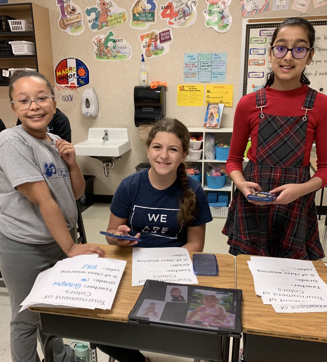 Events Team hard at work to find winners of Tournament of Colors! <a href="/SandyRidgeESNC/">Sandy Ridge Elementary School</a> #synergy #leadershiproles #leaderinme