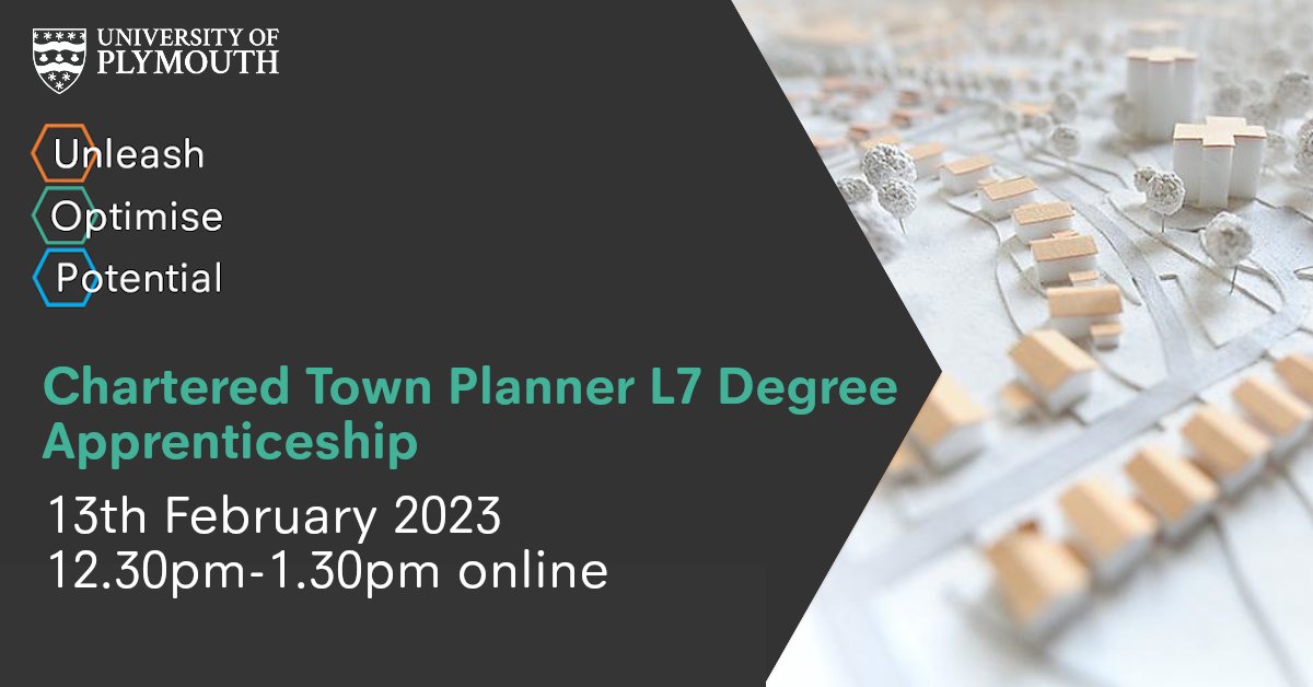 Degree and Higher Apprenticeships at UoP (@apprentice_uop) on Twitter photo Calling all #TownPlanners!!
Are you looking to achieve Chartered Town Planner status whilst you work?
Join programme manager, Stephen Essex and <a href="/LouCrocker_UoP/">Louise Crocker</a> to find out more about the L7 #CharteredTown Planner #DegreeApprenticeship.
Register :
eventbrite.co.uk/e/532357825587 Calling all #TownPlanners!!
Are you looking to achieve Chartered Town Planner status whilst you work?
Join programme manager, Stephen Essex and <a href="/LouCrocker_UoP/">Louise Crocker</a> to find out more about the L7 #CharteredTown Planner #DegreeApprenticeship.
Register :
eventbrite.co.uk/e/532357825587