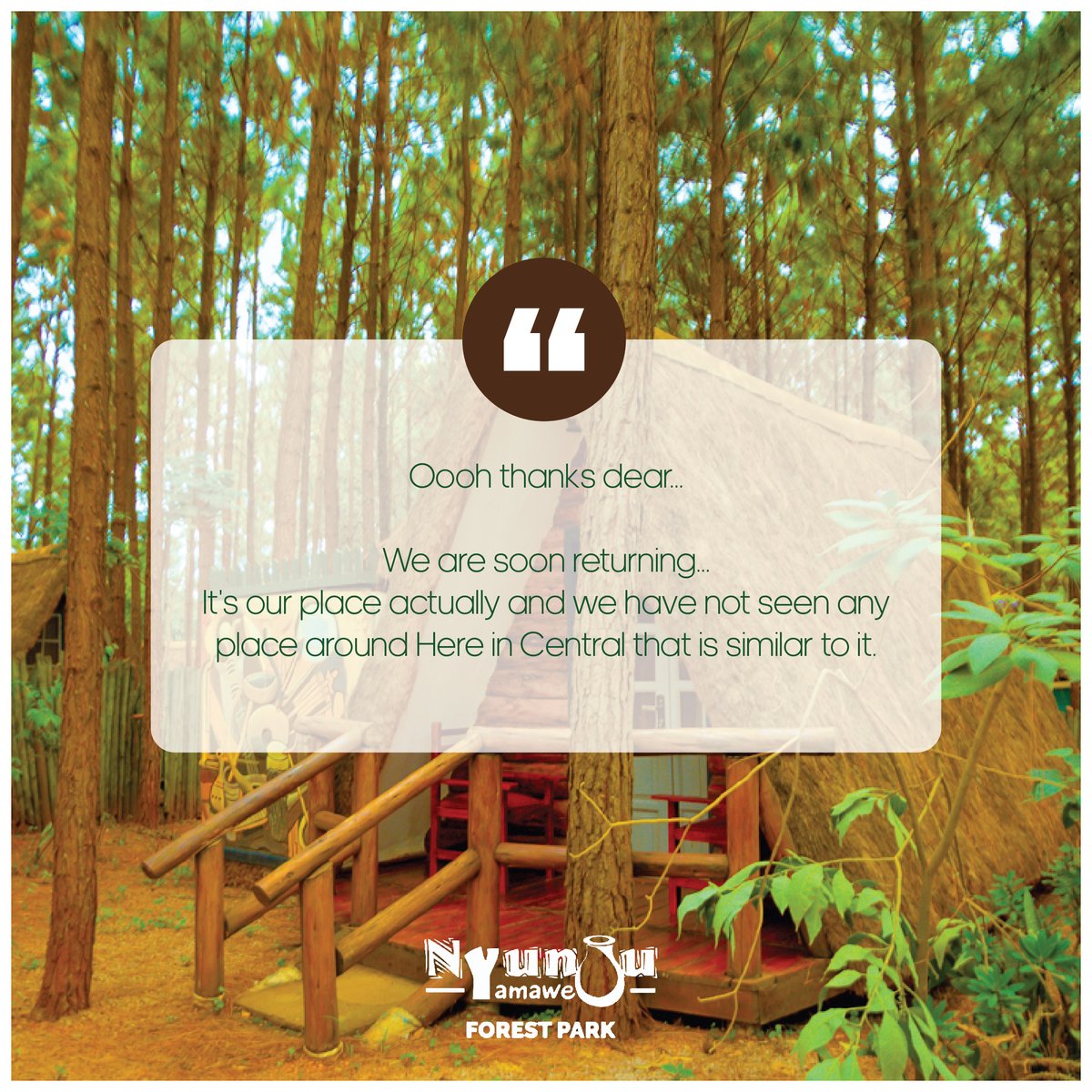 Nyunguforest's tweet photo. We are so happy to read about your experience at #nyunguyamawe forestpark. ๐คฉ
Share your feedback in your favorite review site.
#guestreview #DDRAtNyungu
#DisconnectDeclutterRenew
#nyunguyamaweforestpark https://t.co/bWmvezHrqK