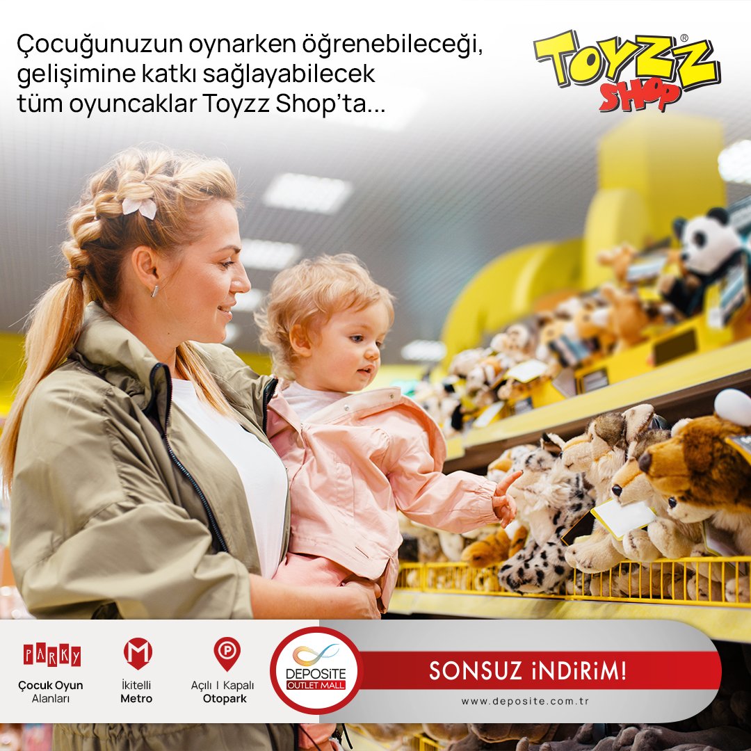 Türkiye'nin en büyük oyuncakçısı Toyzz Shop ’ta h er türlü oyuncağı rahatlıkla bulabilirsiniz. Aradığınız tüm oyuncaklar için sizleri Deposite Outlet Mall @toyzzshop 'a bekleriz. #deposite #DepositeOutletMall #sonsuzindirim #toyzzshop #alışveriş #eğlence #oyuncak