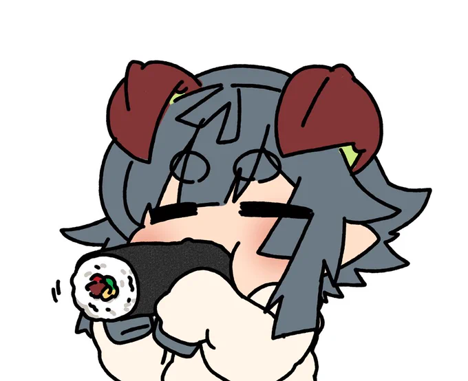 みんな恵方巻食べたぁ?(筆圧感知されなくてとてもザツなもぐもぐ身代わりさん)#那菜風誌の身代わりさん 