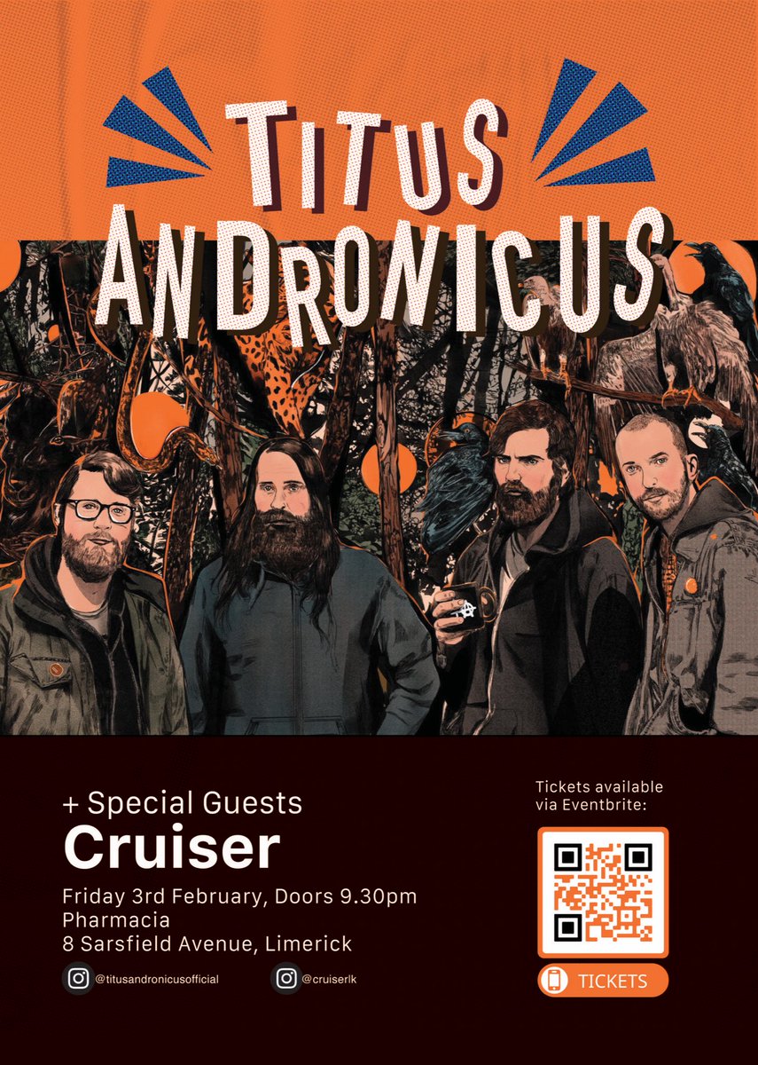 The <a href="/TitusAndronicus/">Titus Andronicus</a> / Cruiser tour stops home in Limerick tonight. Thanks everyone for coming out to the Belfast and Cork shows - we had immense craic.