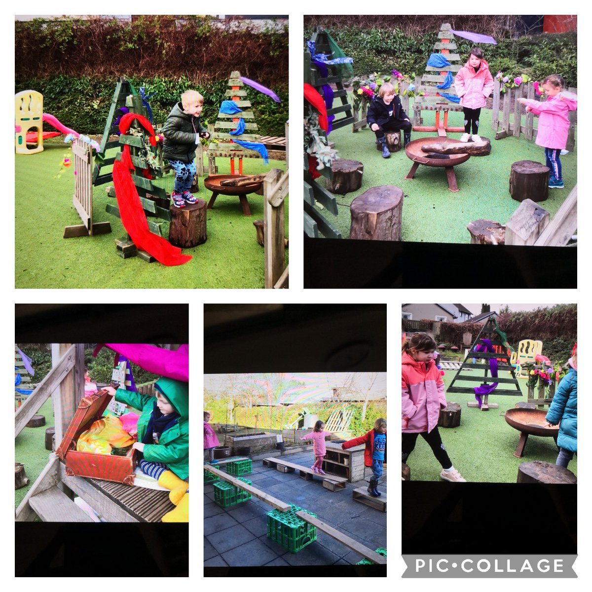 TCSoA_Nursery's tweet photo. Lots of engaging experiences on offer outside today. The children have been 'melting marshmallows' at the fire pit and building dens. #gettingitright #childsvoice #responsiveplay https://t.co/KIchE7KVcN
