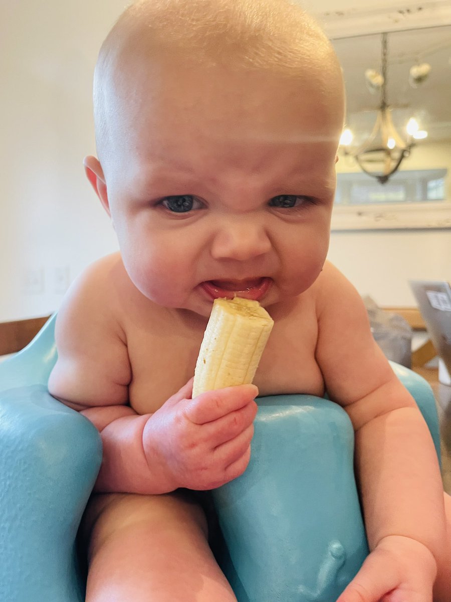 cherylbaldeagle's tweet photo. Whiskey Tango Foxtrot!!!! What the heck is this hideous stuf!?! @PamNCBennett #granddaughter #firsttaste #love #joy #banana https://t.co/ZxIRyjocy9