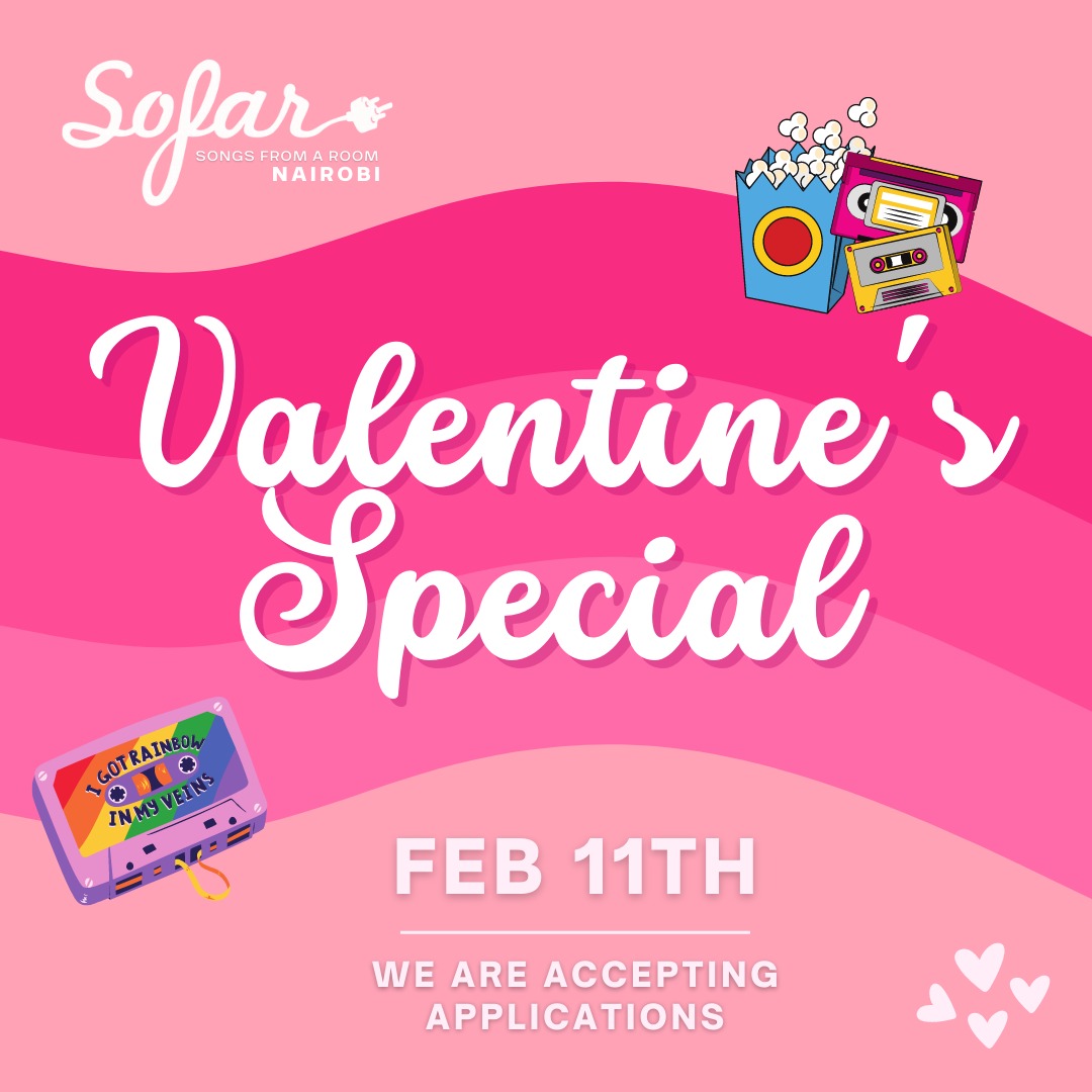 We're back and ready to SHARE THE LOVE!
When: Saturday 11th February
Time: 4PM
What: Sofar Nairobi Secret Gig ❤️
Where: Intimate Space in Lavington
Link: sofarsounds.com/cities/nairobi