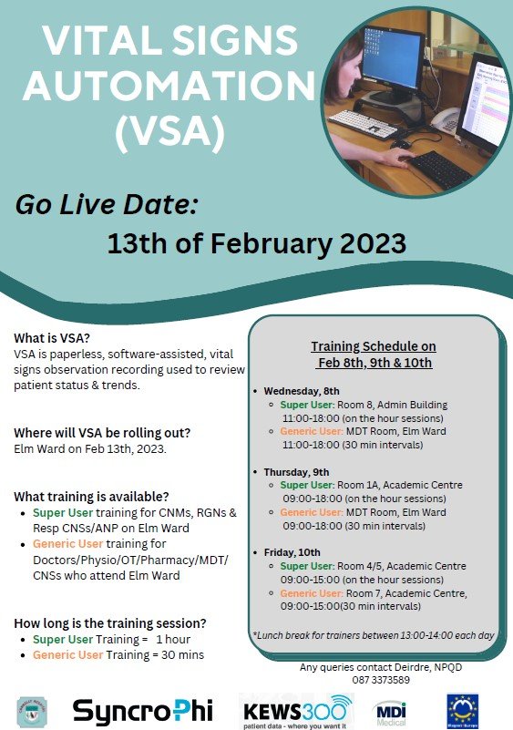 Connolly Hospital are excited and looking forward to the MDT engagement with Vital Signs Automation, due to Go-Live on Elm Ward on the 13th of Feb 2023. #DPIP #VSA @ConnollyNursing @SiobhanLines2 @roddyr29 @DeirdreB92