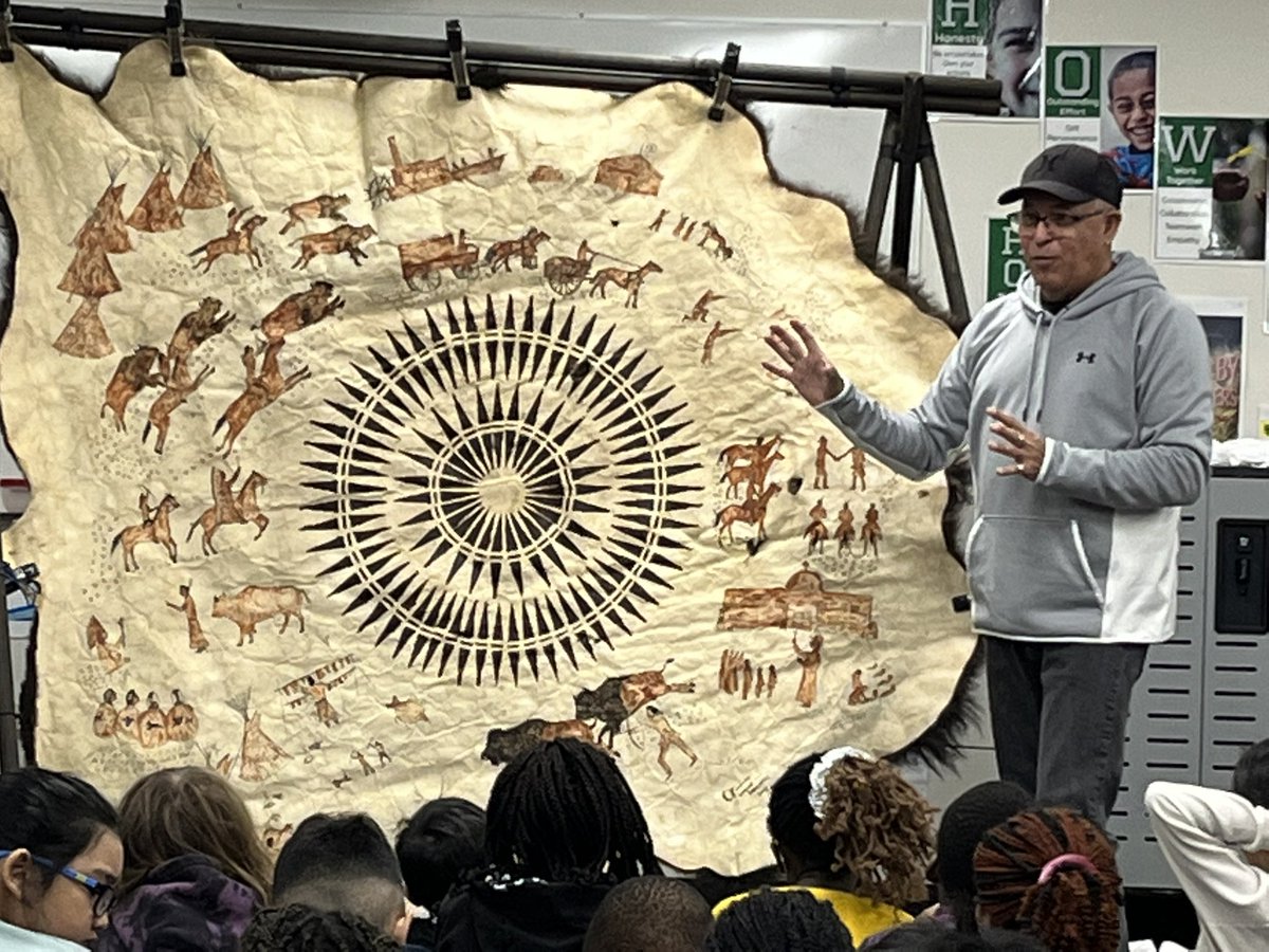Looking forward to @creerunner visiting our senior students next Wednesday & gifting us with the teachings of the Winter Count Buffalo Robe. #IndigenousStorytelling Month #IndigenousIngenuity