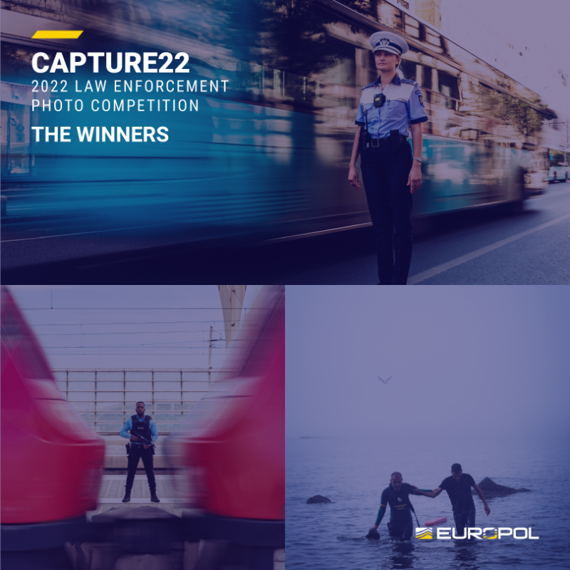 Europol's tweet photo. 📣 Announcing the winning photographers of our annual photo competition #Capture22:

🔹 Making Europe Safer: 🇵🇹 @PSP_Portugal’s Pedro Manuel Reis Valongo

🔸 Caring for the Community: 🇪🇸 @guardiacivil’s Ricardo Rueda Fernandez

🔹 On the Road: 🇷🇴 @_PolitiaRomana_’s Florin Jugravu