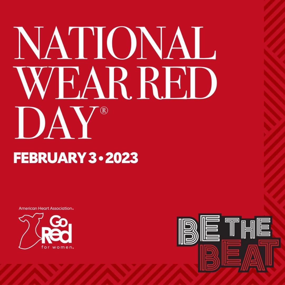 LTPDST's tweet image. Today is National Wear Red Day, American Heart Association’s national movement to end heart disease. Wear red today and post your pictures to raise awareness about cardiovascular disease and help save lives. 
#GoRed2023
#WearRedDay
#LTP