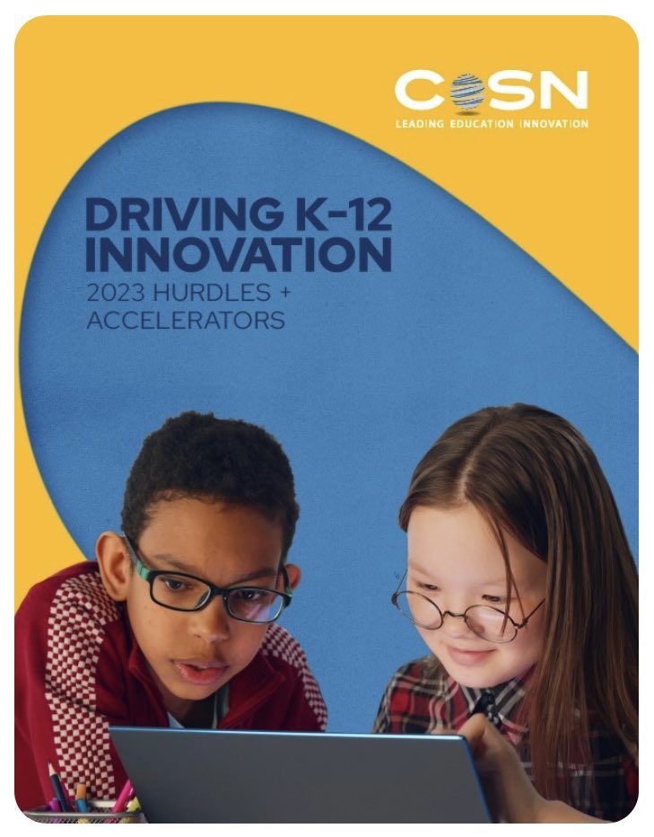 Over 100 global educators &amp; industry leaders made up our #DrivingK12InnovationAdvisoryBoard. They selected three top hurdles, accelerators &amp; tech enablers shaping education technology for the coming year. Download the report now - cosn.org/cosn-news/cosn… <a href="/keithkrueger/">Keith Krueger</a> #EdTech