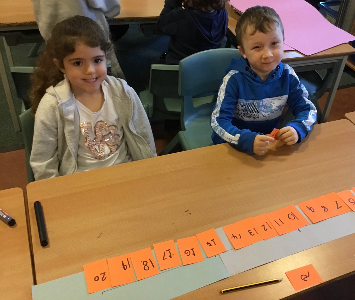 RimroseHope's tweet photo. Today,  Miss Jones’ Maths Class built their own number line to twenty. They were able to talk about the place value of each digit. #greatmathematicians https://t.co/mxsvVlQXhR
