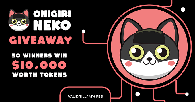 AntonioUcrypto's tweet photo. 🎁🎁🎁Prizes worth $10,000 to be distributed amongst 50 winners🎁🎁🎁

Complete: https://t.co/sJw5naHdHO 

#OnigiriNeko #Onigi #OnigiAirdrop #NFTGiveaways #NFTGiveaway #NFTs #NFT #NFTCommuntiy #Airdrop #WhitelistGiveaway #Whitelist #NFT https://t.co/HWUH5qgehF