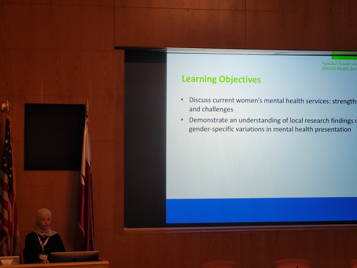 cpd_wcmq's tweet image. Dr. Ghuloum talks about Women’s mental health needs in Qatar. 

#PeripartumDepression #Anxiety #Psychosis #peripartumdisorders 

@WCMQatar
@HMC_Qatar