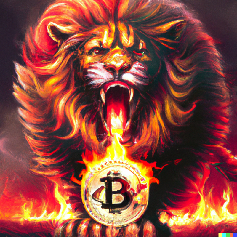 OwnYourBitcoin's tweet photo. #Bitcoin roars like a lion, unchaining itself from traditional finance and paving the way for a new financial frontier. https://t.co/dO5H11HmTx