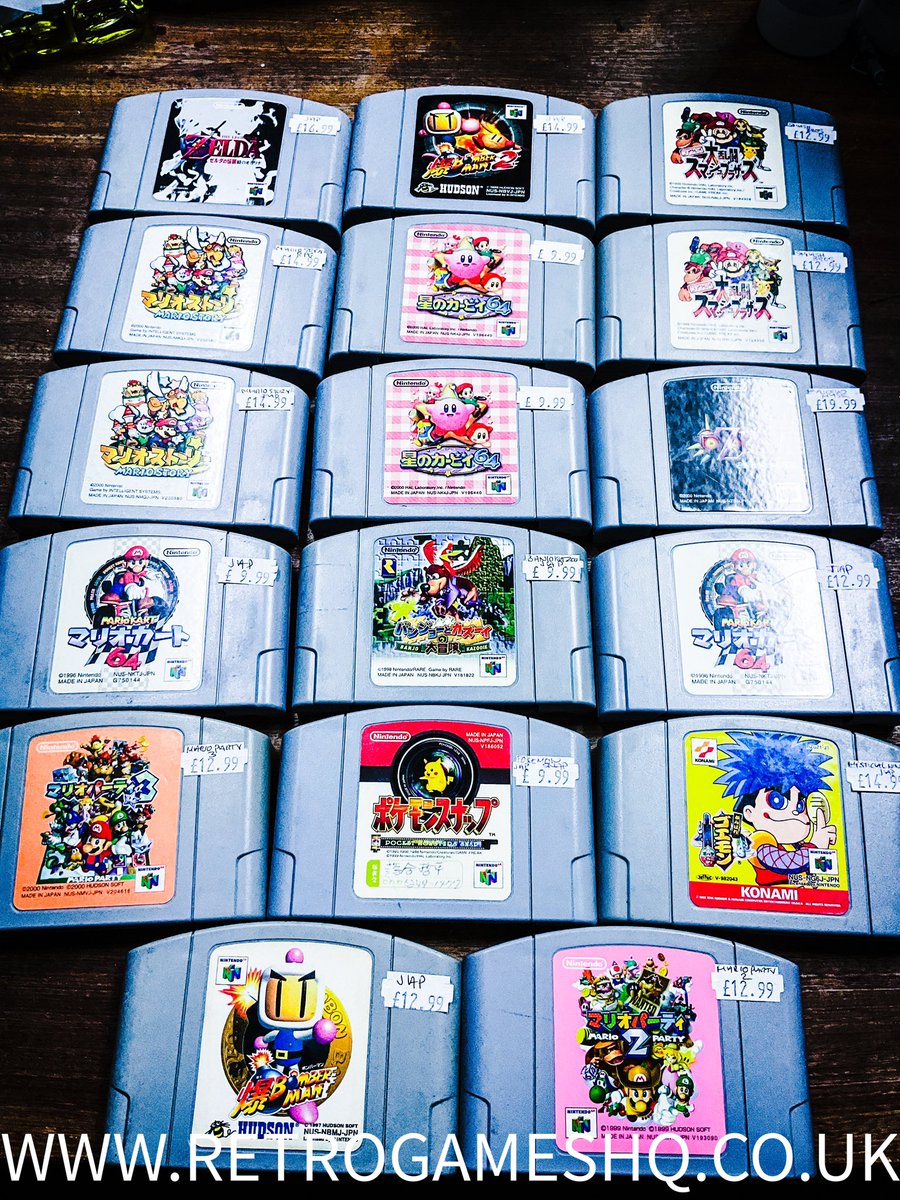 Some nice Japanese loose N64 carts in today. Wish the UK release artwork was this nice!
#retrogamers #retrogames #swindon #retro #nintendogames #zelda #nintendo #nintendo64 #n64collection #n64 #n64games #pokemon #mario #marioparty #mariokart #pokemonsnap #ocarinaoftime #zelda