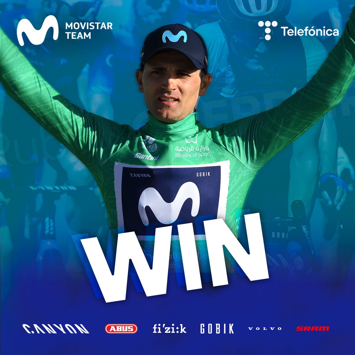 Movistar_Team's tweet photo. 👑🏆🇸🇦 𝙍𝙐𝘽𝙀𝙉 𝙂𝙐𝙀𝙍𝙍𝙀𝙄𝙍𝙊 𝙔 𝙈𝙊𝙑𝙄𝙎𝙏𝘼𝙍 𝙏𝙀𝘼𝙈 𝙂𝘼𝙉𝘼𝙉 @thesauditour 

El portugués, apoyado por una excelente escuadra @Telefonica, conquista nuestra 1ª ronda 2023

¡Grandes, @O_RodGar @MathiasNorsgaar Juri @willbarta Max @muehlberger_94! 💙

#RodamosJuntos https://t.co/DRxXL754hO