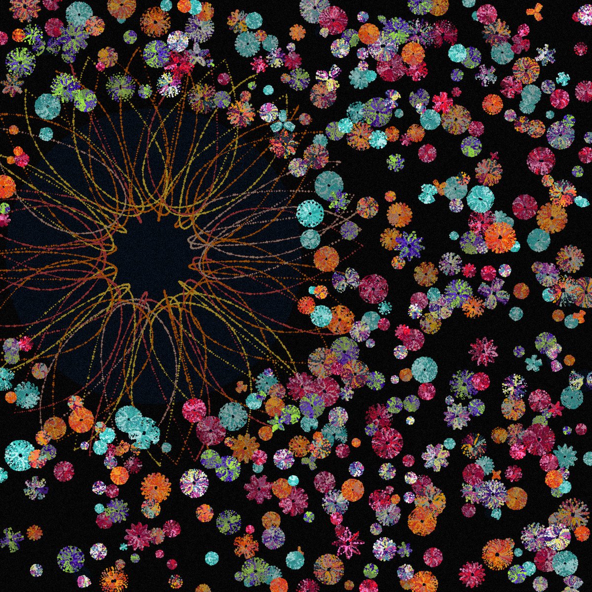 🌼🌸🌺 
Super early WIP, made with p5.js, 100% code

#CleanNFT #tezosart #fxhash #NFT