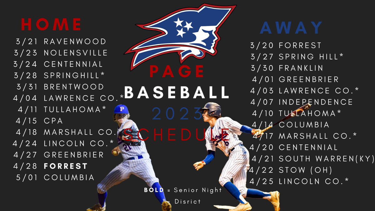 Patriots Baseball (@page_baseball) on Twitter photo Coming soon. #WE
@pagepatriots_ <a href="/wcsPHSathletics/">Page High Athletics</a> <a href="/wcsPHS_Studios/">PHS Studios</a> <a href="/pagefootball/">Page Patriots Football</a> <a href="/PHSLadyPats/">Page HS Girls Soccer</a> <a href="/OTL_TN/">Outside The Lines</a> <a href="/FHSAdmBaseball/">Franklin Admirals Baseball</a> <a href="/indyeaglesbb/">Indy Baseball</a> @_bruinbaseball <a href="/RHS_Baseball1/">Raptor Baseball</a> <a href="/HSBSPMLBDRAFT/">HighschoolBaseballStarProspects</a> <a href="/LincCampbell06/">Lincoln Campbell</a> Coming soon. #WE
@pagepatriots_ <a href="/wcsPHSathletics/">Page High Athletics</a> <a href="/wcsPHS_Studios/">PHS Studios</a> <a href="/pagefootball/">Page Patriots Football</a> <a href="/PHSLadyPats/">Page HS Girls Soccer</a> <a href="/OTL_TN/">Outside The Lines</a> <a href="/FHSAdmBaseball/">Franklin Admirals Baseball</a> <a href="/indyeaglesbb/">Indy Baseball</a> @_bruinbaseball <a href="/RHS_Baseball1/">Raptor Baseball</a> <a href="/HSBSPMLBDRAFT/">HighschoolBaseballStarProspects</a> <a href="/LincCampbell06/">Lincoln Campbell</a>