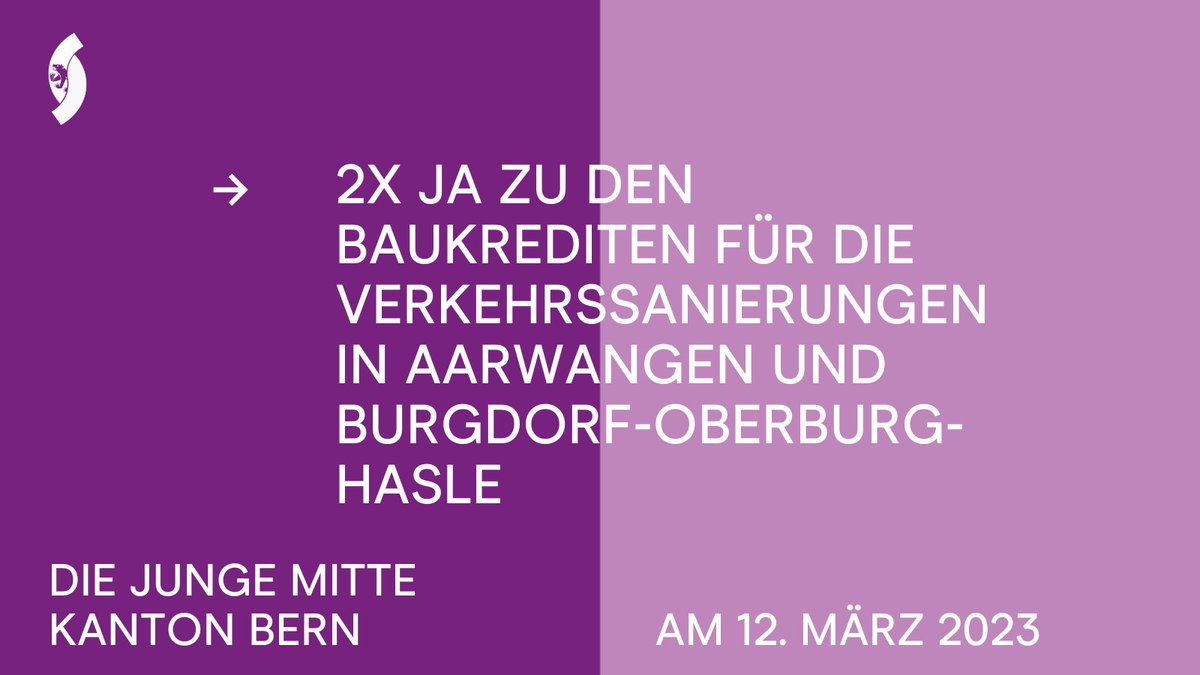 Unsere Parolen für die kantonalen Abstimmungsvorlagen vom 12. März. Stimm auch du!
#Kantonsverfassung #verkehrssanierungen #diejungemittekantonbern