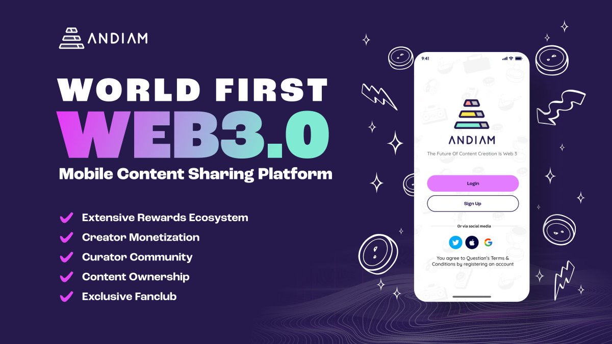 andiamofficial's tweet photo. Get ready to join the revolution with #Andiam, the world's first #web3 mobile content sharing platform with an EPIC rewards system!🔥

🎉Monetization made easy
💥Build your own fan club
💪Take control of your content

Don't miss out on the fun! Be an early joiner!
#ContentIsKing https://t.co/r54kYzHDvM