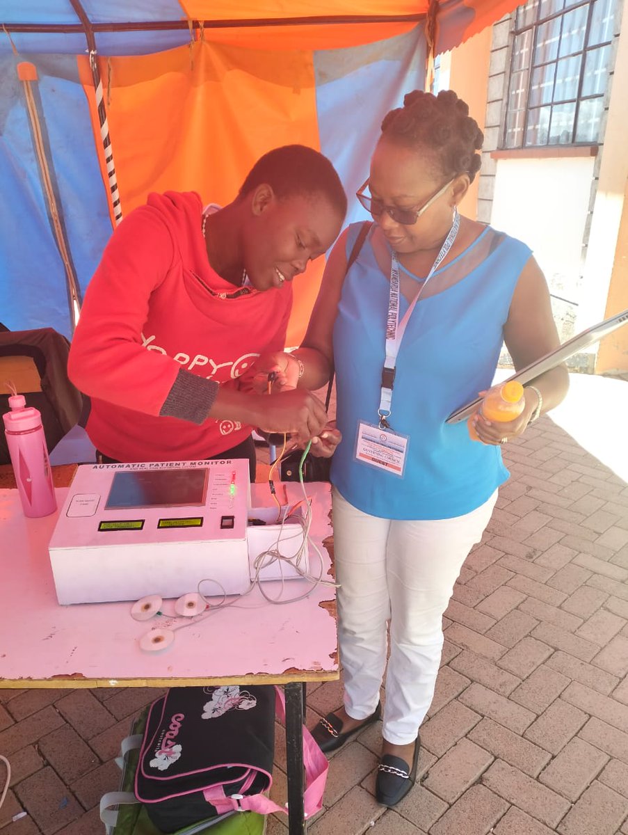 scopeandimpact's tweet photo. Meet Maureen Otieno a student at one of our TVETs. This here is a medical innovation to monitor a patient's vitals and relay real time data to a doctor's phone. Our Kids are just smart π―. #innovation #startuploading #scopeandimpact #youth https://t.co/6kMbdnVs9V