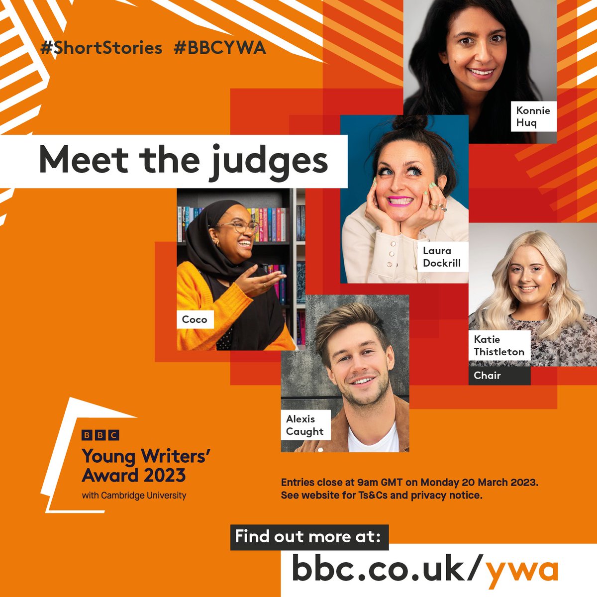 ed_pr's tweet photo. We’re thrilled to share that Alexis Caught will be joining the #BBCYWA judges panel with Chair @KatieThistleton, @LauraDockrill, @aphrobooklover and @Konnie_Huq 📝

There’s still time to enter your short story before 20th March👉 https://t.co/x2r7aAEpIb #ShortStories https://t.co/faXZriV4Hz