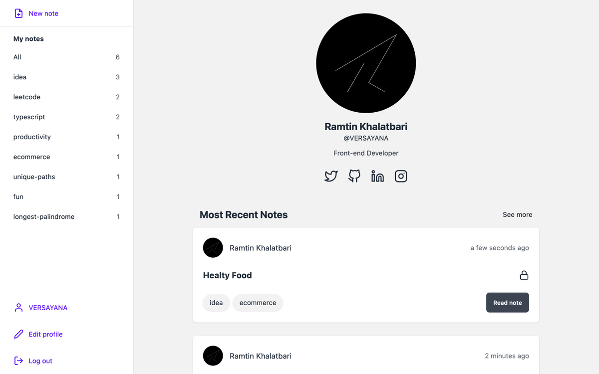 VERSAYANA's tweet photo. Write public, private or even anonymous notes using Markdown 🗒️

Announcing https://t.co/P6rwvezn1R 🎉

- Write &amp; share anonymous notes without an account
- Make a profile to share public notes in your name
- Write private notes
- Organize your notes using tags

#markdown #note https://t.co/6KHjwvr6NH