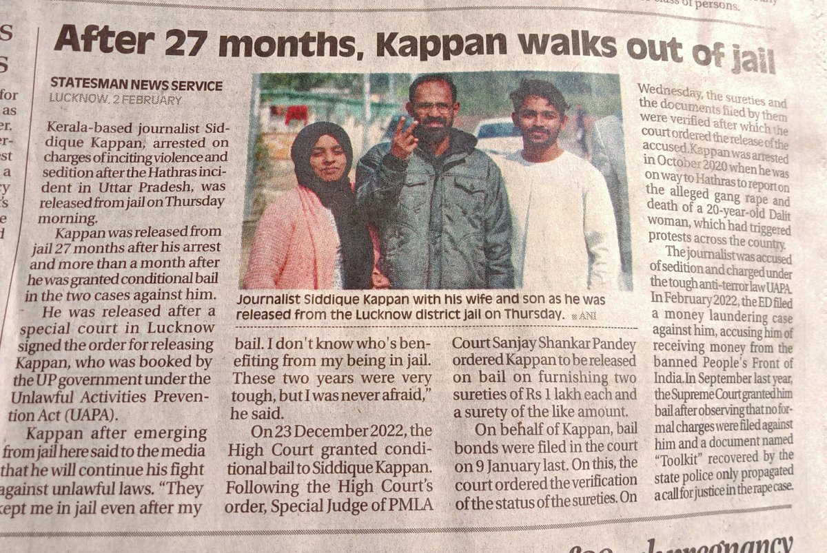 subyroy's tweet image. Why was #SiddiqueKappan jailed for nothing for two years @PMOIndia @AmitShah @JPNadda @DrSJaishankar @myogiadityanath @PiyushGoyal @KeralaGovernor @CMOKerala ? #stpp