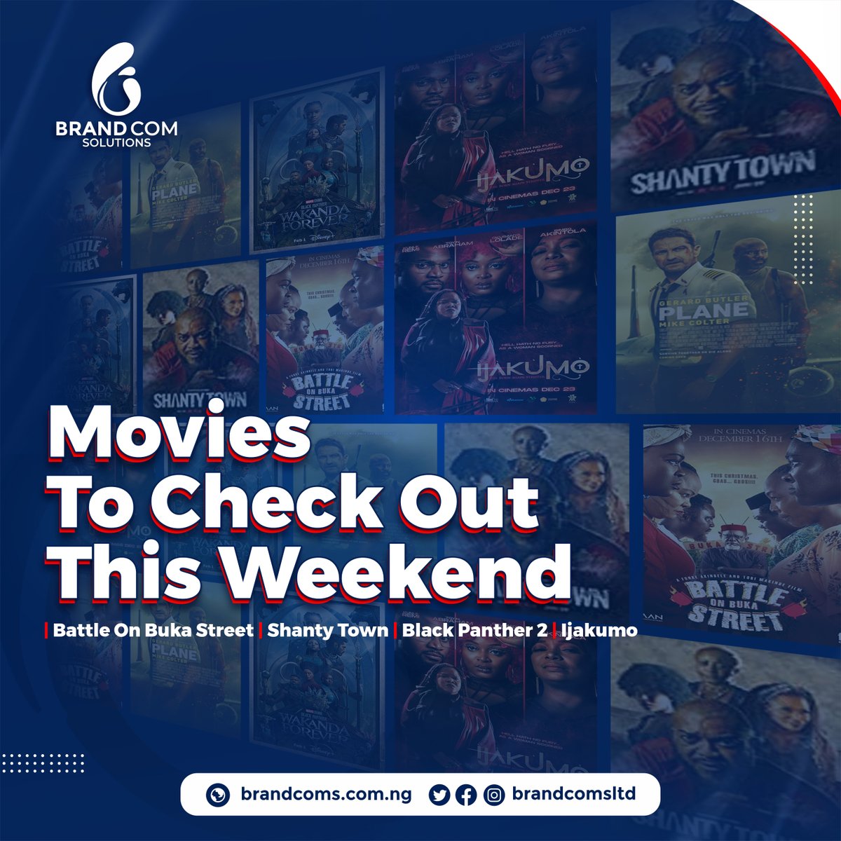 brandcomsltd's tweet photo. "You shouldn't let this weekend pass you by without entertaining yourself after a long week, It would be fun to watch some of these movies with your friends and family.

#shantytown
#ijakumo
#battleonbukastreet
#blackpanther

Thank me later, share and follow us for more
 #friday https://t.co/2EmJsW5GM6