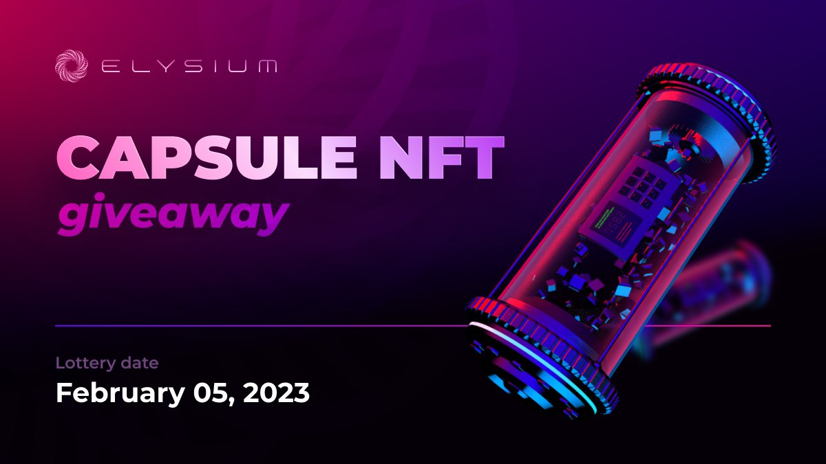 elysium_chain's tweet photo. #Giveaway alert!🚨

We are giving out 5 Capsule #NFTs, don't miss your chance!

1. Join our discord and pass verification - https://t.co/MNGvvBil2E
2. Like, follow &amp; RT this tweet
3. Complete this @crew3xyz quest - https://t.co/SG6BFHIc2V

Results on February 5, 2023 https://t.co/sLNiSNhIBz