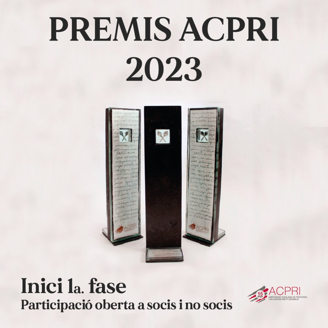 👉 Iniciem la primera fase dels Premis ACPRI 2023!

🏆 Socis i no socis, proposeu els qui creieu que seran mereixedors dels Premis ACPRI 2023! ✌️
 
Enllaç: forms.gle/ft73gVgmjrVNmk…