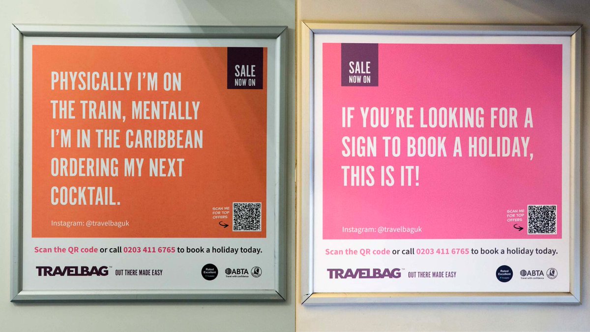 Happy Friday everyone!  If it's been a long week then you're definitely looking for a sign to book a holiday 😉 @Travelbag1979 #travel #ooh #trainadvertising @TalonOOH #ooh #oohmedia #ontrainmedia #commuters #shoppers