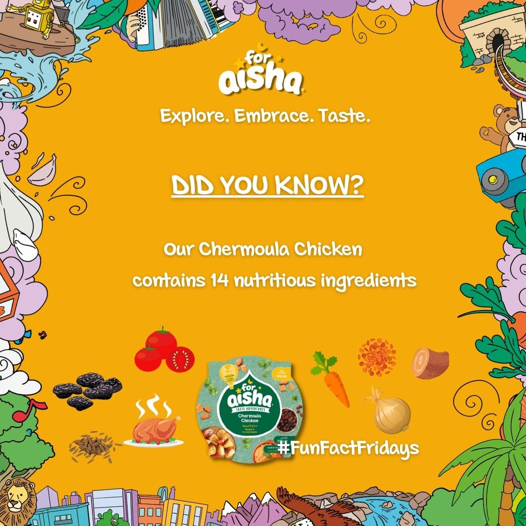 ForAishaUK's tweet photo. Our Chermoula Chicken is packed full of 14 amazing ingredients - can you guess them all? 😋

#FunFactFridays #ForAisha https://t.co/rTn1Y76Omt