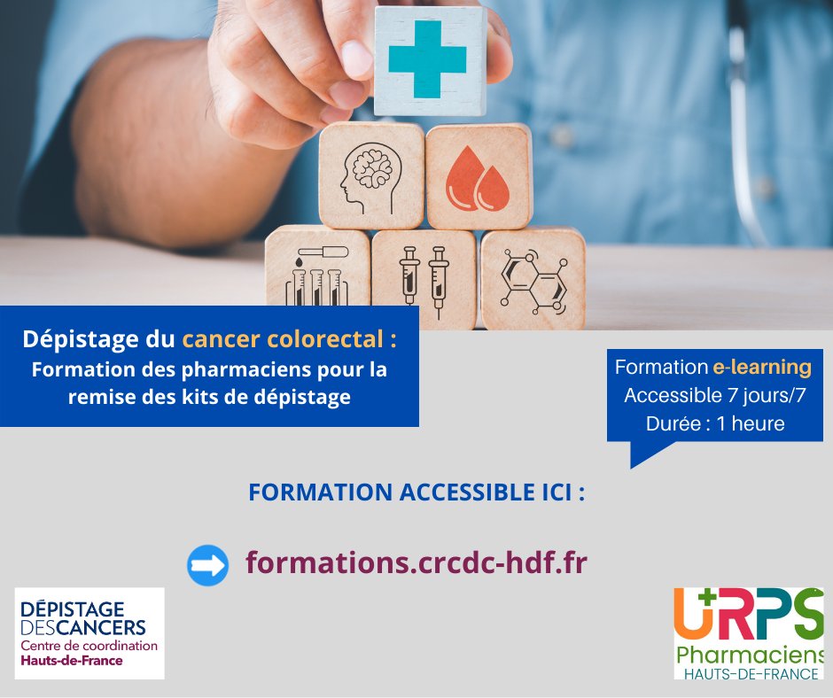CrcdcHdf's tweet photo. Vous êtes #pharmacien et souhaitez proposer des tests de dépistage du cancer colorectal ? Une formation est nécessaire auprès du Centre de coordination des dépistages des cancers de votre région.
Pour en savoir + 👉 formation@crcdc-hdf.fr
#depistage #cancercolorectal #CrcdcHdf https://t.co/wacvxQnhg0