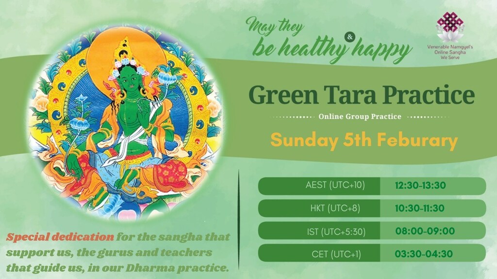 GREEN TARA Group Practice on FULL MOON Day
 
The 15th day of the Tibetan month is a special date for Tara practice.

Green Tara is a Buddha in the female aspect; helps to remove all obstacles on the path to enlightenment.

Join the group practice led by … ift.tt/6Kz9jYy