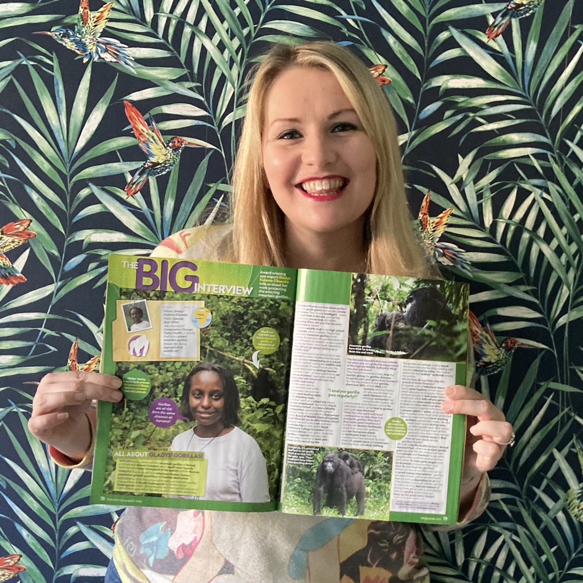 KateConsrvation's tweet image. Huge thanks to @NatGeoKidsUK for including some of my features in the current Rainforest Special edition! 🌳🐸. I’m so pleased to see my interviews with @JaneGoodallUK &amp;amp; 
@WhitleyAwards winner @DoctorGladys printed together — wonderful women and great ape champions!
