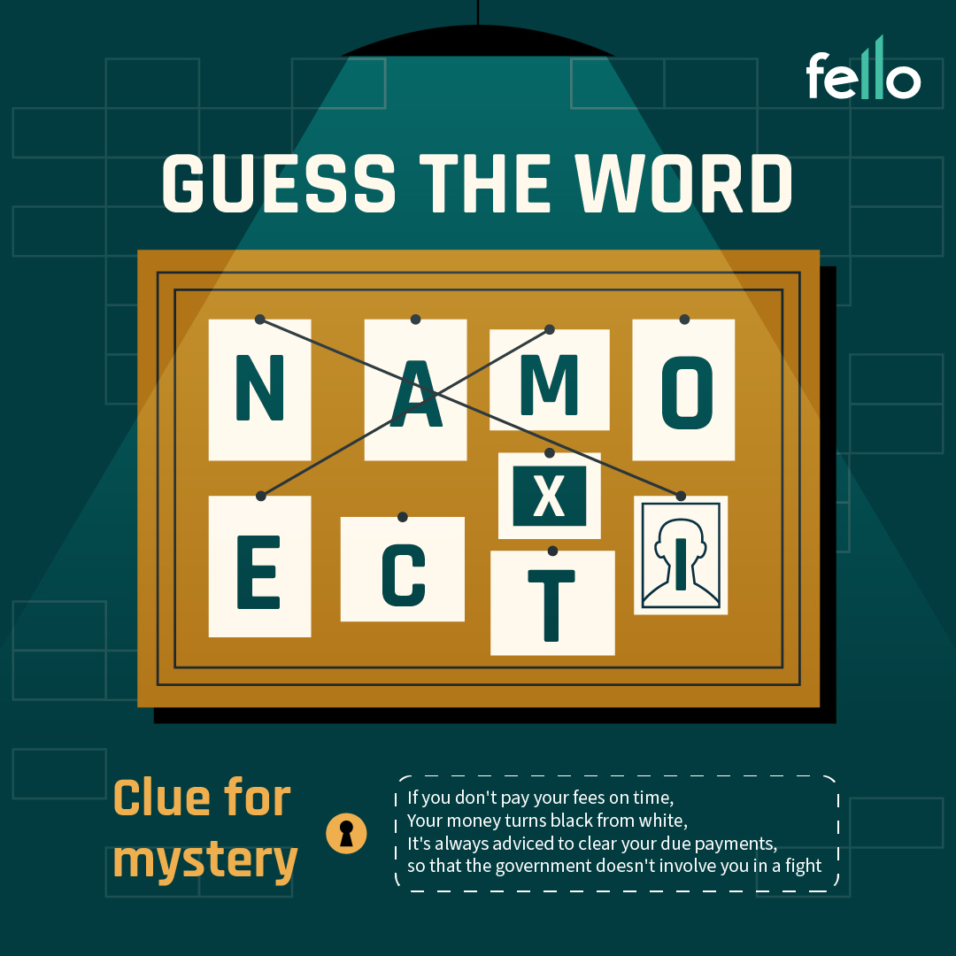 A clue is provided to help you solve this word mystery. Guess the word and comment below 👇🏻 

#fintech #fintechstartup #finance #startupindia #startup #gamification #games #riddle #solve #mystery #guesstheword #word #stockmarket #saving #investing #tax #hint #comment #fello