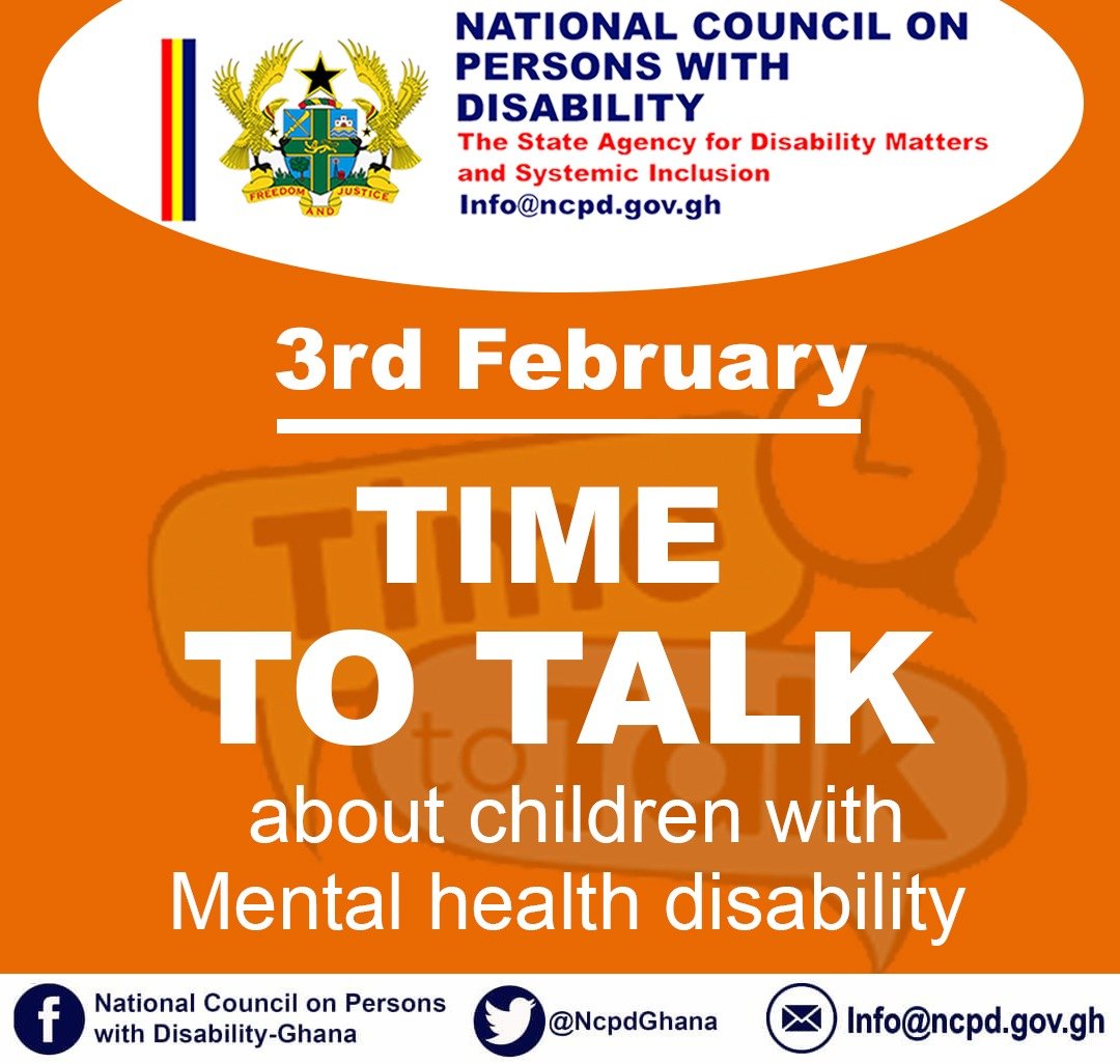 NcpdGhana's tweet photo. It's time to talk about Children with Mental Health Disability #thestateagencyfordisabilityinclusion https://t.co/7XRATOWUQn