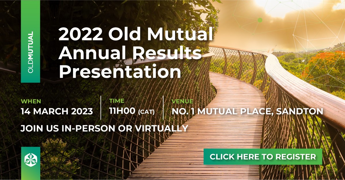 Old Mutual will share its 2022 Annual Results with the market on Tuesday 14 March. Register to join us for the online webinar here: om.eventpress.co.za/e/519 #OldMutual #OML22AnnualResults