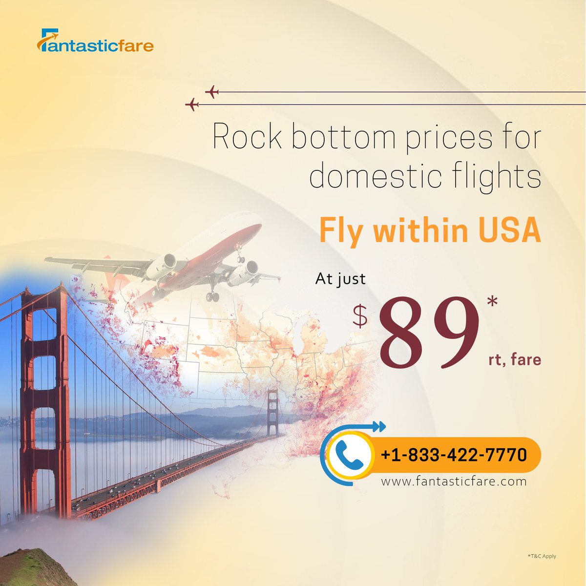 Fly high and save big! 🛬🛫 Book your next domestic adventure with us and take advantage of our unbeatable USA flight deals!

 #FlyUSA #TravelDeals #BudgetFriendlyTravel