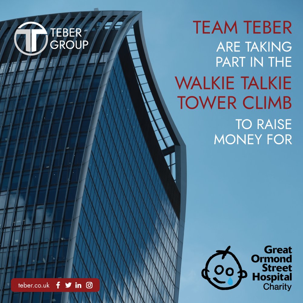 TeberGroup's tweet image. We are happy to announce that Team Teber will be taking part in the Walkie Talkie Tower Climb in March which is raising money for @GreatOrmondSt 

To donate visit the link here: justgiving.com/fundraising/wa…
#gosh #charity #children #hospital #london