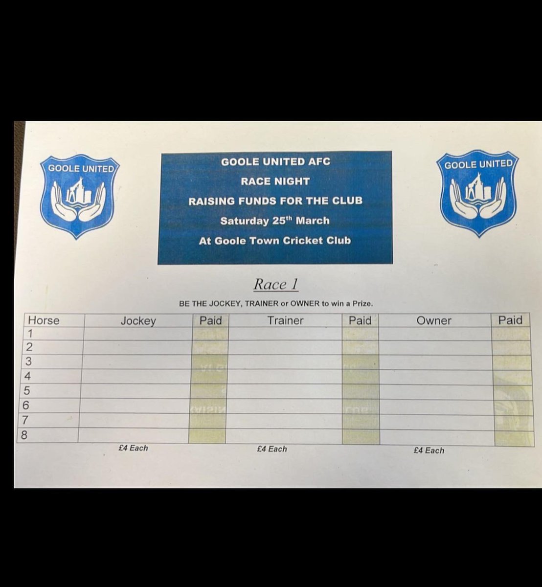 FUNDRAISER EVENT!!

SATURDAY 25th MARCH 7PM

Cricket Club

Please get in touch if you would like to sponsor a race or buy the jockey, trainer or horse. Also, if you would like to donate a prize we would be grateful. 

£20 to sponsor a race. 

£4 Jockey

£4 Trainer
 
£4 Horse