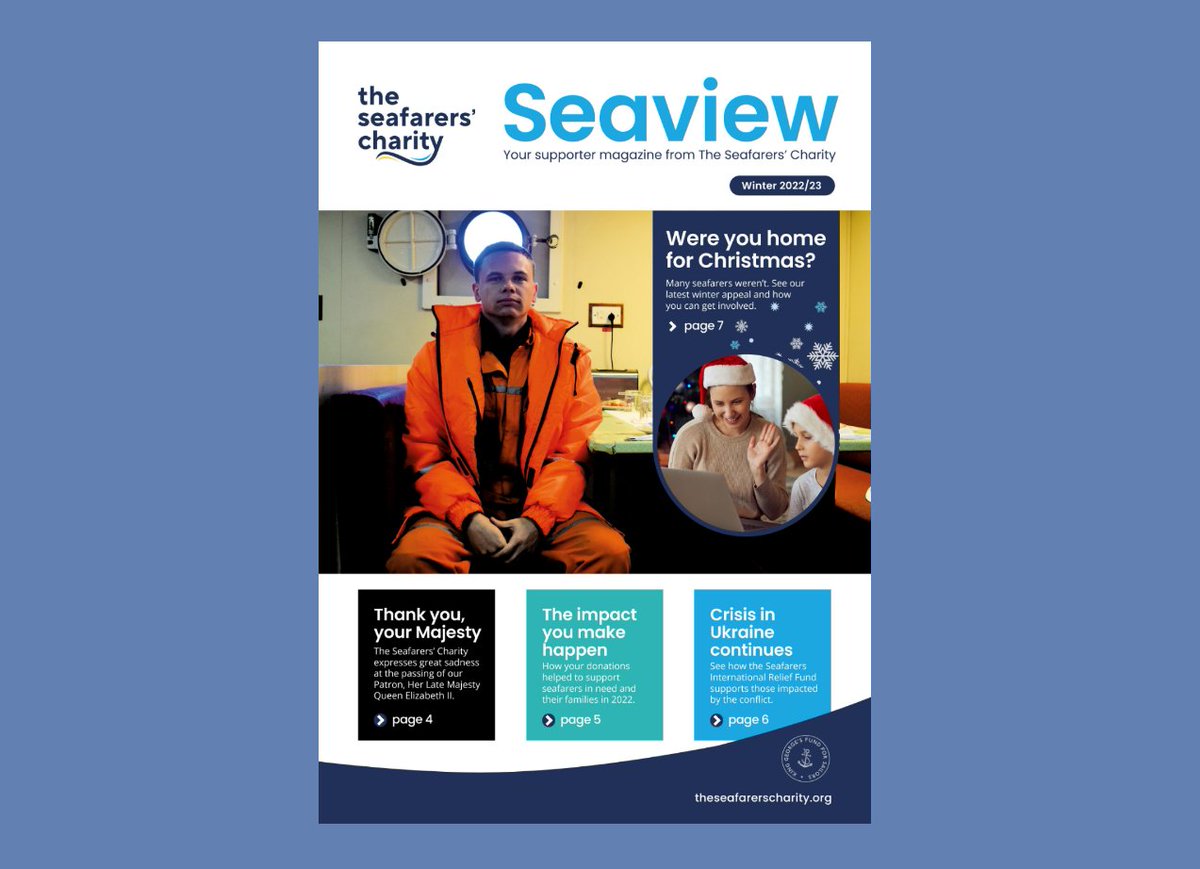 Read the Winter 2022/23 edition of #Seaview magazine! 🌊💕📰 

Learn how your support made a difference in 2022, <a href="/SIRFund/">Seafarers International Relief Fund</a>'s support to #seafarers &amp; their families affected by the #UkranianCrisis, our #FishingSafety projects, #MerchantNavyDay2022 &amp; more 👇 
theseafarerscharity.org/who-we-are/sea…