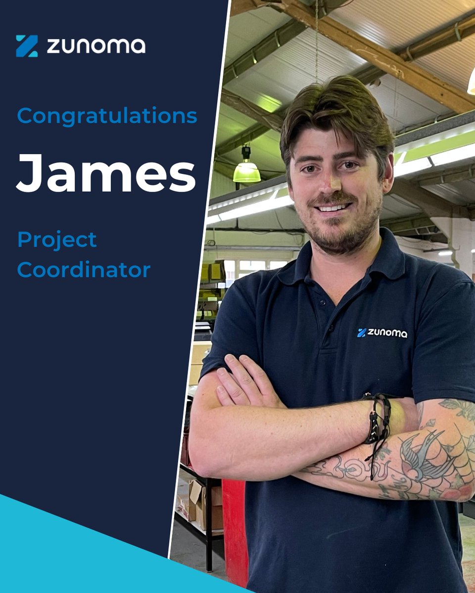 ZunomaPrint's tweet image. We&apos;re delighted to announce James&apos; promotion to Project Coordinator! 🎉 A massive congratulations to James.
 
  #Zunoma #SecurityPrinting