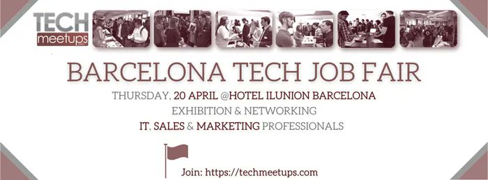 Are you looking for a job in technology, marketing or sales in Barcelona? If so, it's time to update your resume and get ready for job interviews.

Click here for more information: buff.ly/3JoDiyO

#techmeetups #techfair  #careerfair #hiringnow #barcelonajobs