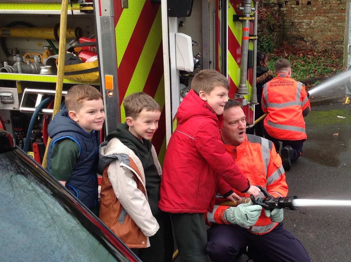 Greater Manchester Fire Service came in to see Y2 yesterday to talk about fire safety. Afterwards, the children had the opportunity to look at the fire engine and use the hoses!  Even Miss Kelsall had a go! <a href="/Y2Woodfield/">Woodfield Year 2</a>