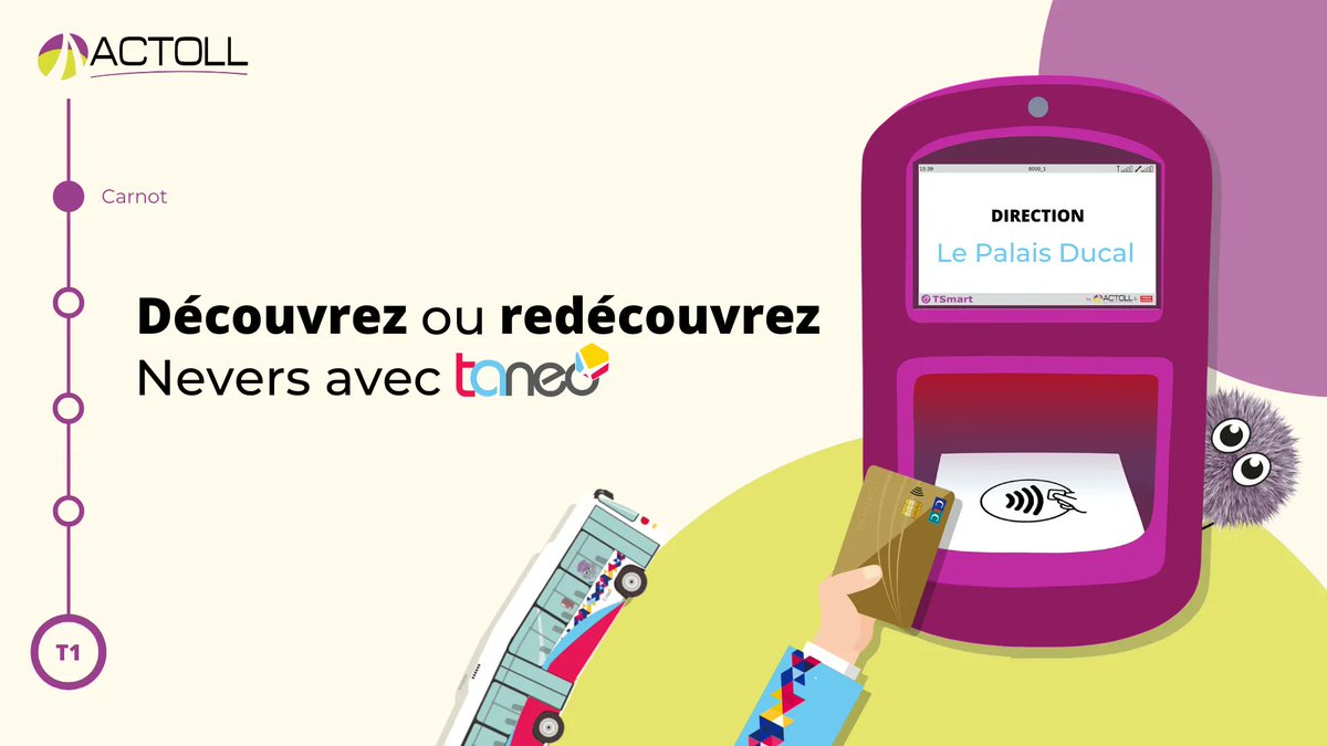actoll's tweet photo. Pendant les vacances, découvrez ou redécouvrez #Nevers avec ACTOLL et Taneo 🚌   

Achetez simplement votre titre de #transport sur la boutique en ligne ou encore le M-Ticket d’ACTOLL sur l’application mobile 📱 Puis validez votre titre sur le valideur.

@NeversAgglo 
#mobilite https://t.co/QnQHkhuWxS