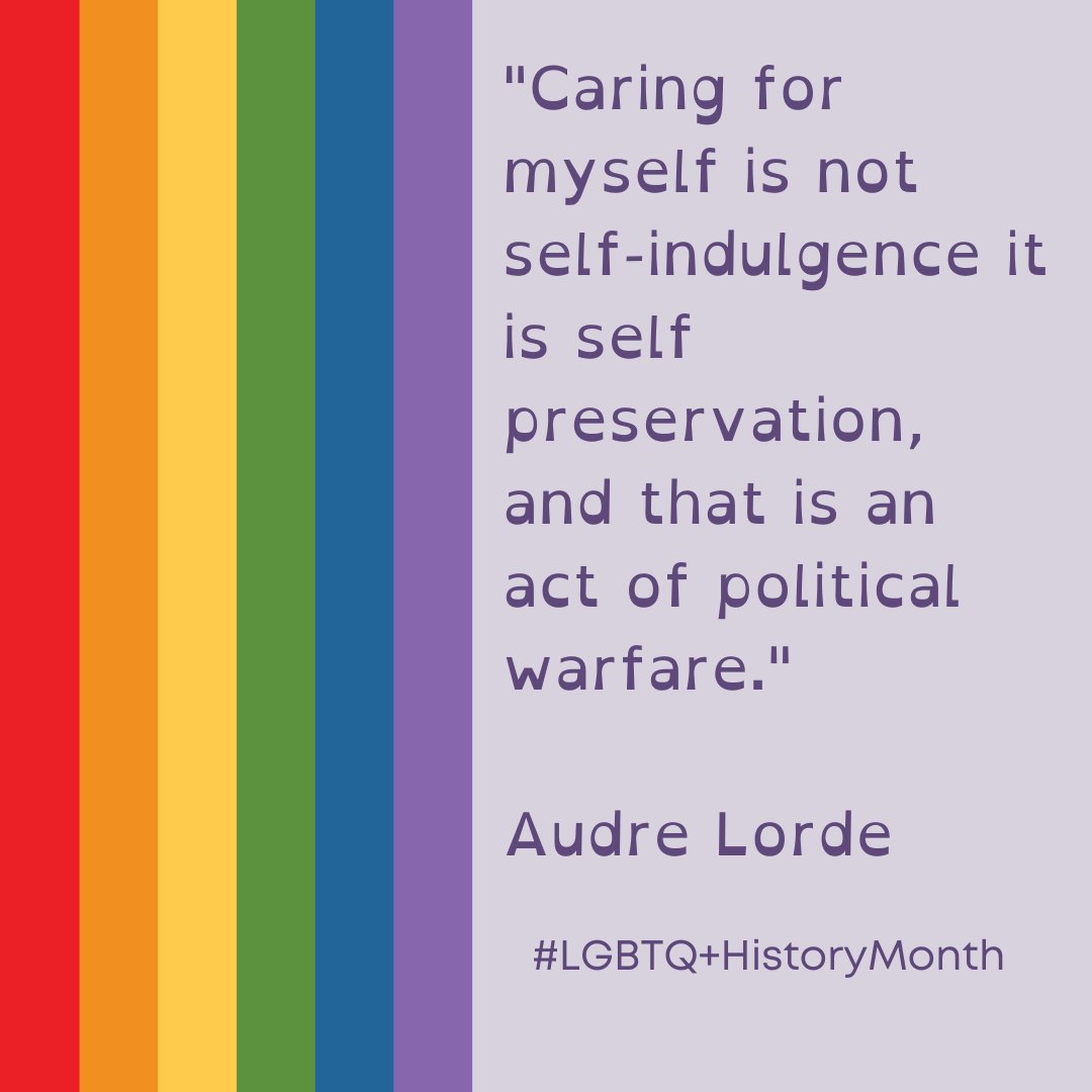 Happy #LGBTQ+HistoryMonth

We love this quote from Audre Lorde so much that we put it on our calendar this year!

Take that lesson with you into the weekend

#LGBTplusHM #LGBTQHistoryMonth #SocialJustice #LGBTHM #Intersectionality #DiversityAndInclusion  #LoveYourself #Acceptance