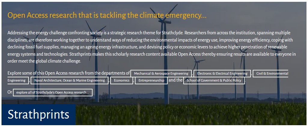 StrathclydeOA's tweet photo. "Time waiteth for no man" -- we're into February 2023 already!
The spotlight on #strathprints this month is #OpenAccess research on the global #energy challenge and #ClimateEmergency. Work by many departments and research units is involved. Dive in here: https://t.co/ApgZ2lnuk5 https://t.co/L73xULrIXy